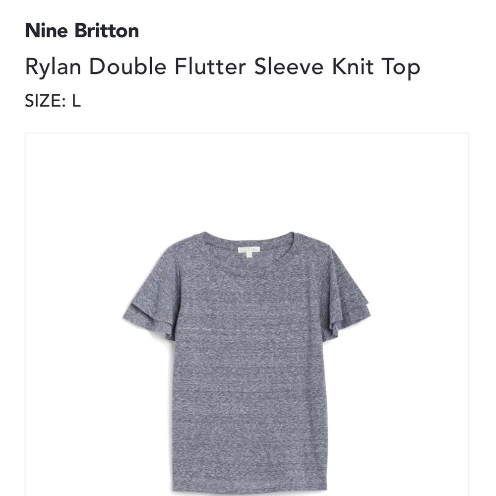 Heather grey knot top with flutter sleeves
